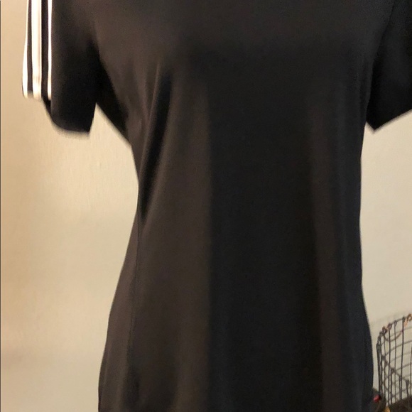 Adidas Women's Black Tee with White Stripes - Picture 5 of 5